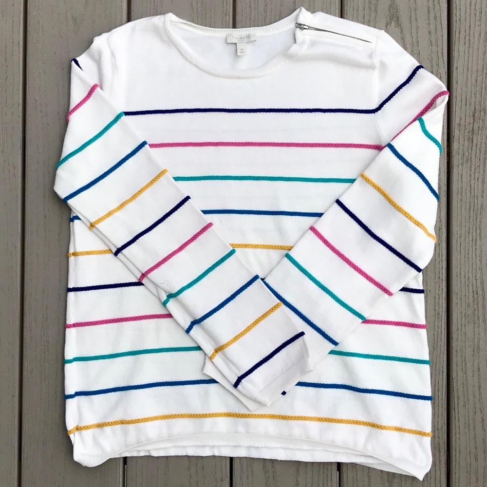 Talbots Multi-Color White Long Sleeve